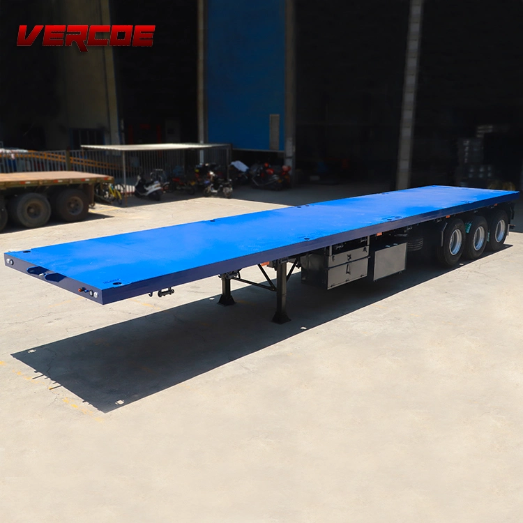Best Price Vercoe 30 40 50 80 Ton 2 3 4 Axles Flatbed Semi Truck Container Trailers 48 FT 40 FT 20 FT Flatbed Trailer for Sale