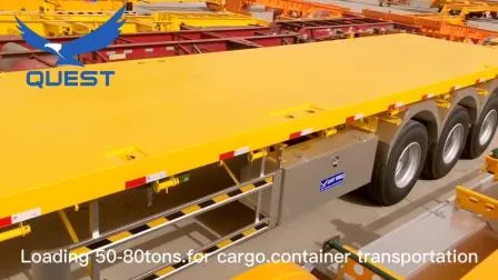 Semirremolque contenedor de plataforma de 3 ejes de 40 toneladas y 40 pies de Quest Vehicle