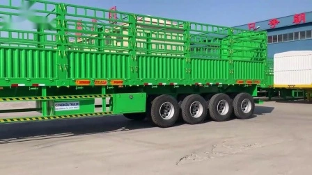 Árbol de 3 remolques de camión de carga de valla de servicio pesado de 60 toneladas semirremolque de pared lateral de caída